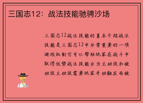 三国志12：战法技能驰骋沙场
